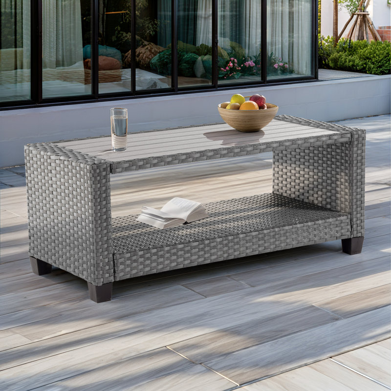 Table basse d'extérieur Asly L 20,1 po x l 45,3 po Asly, Gris