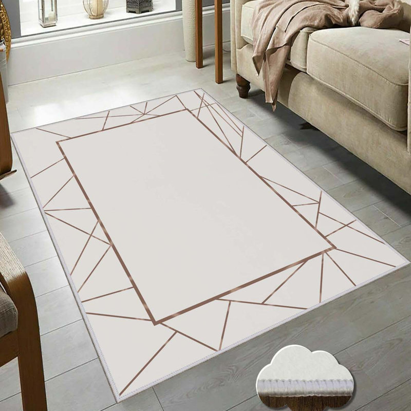 Tapis abstrait rectangulaire tissé à la machine 4 pi 7 po x 7 pi 3 po Rajmund