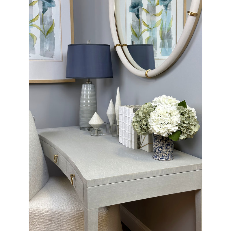 Hydrangea Arrangment In A Chinoiserie Vase, Seafoam Green/White