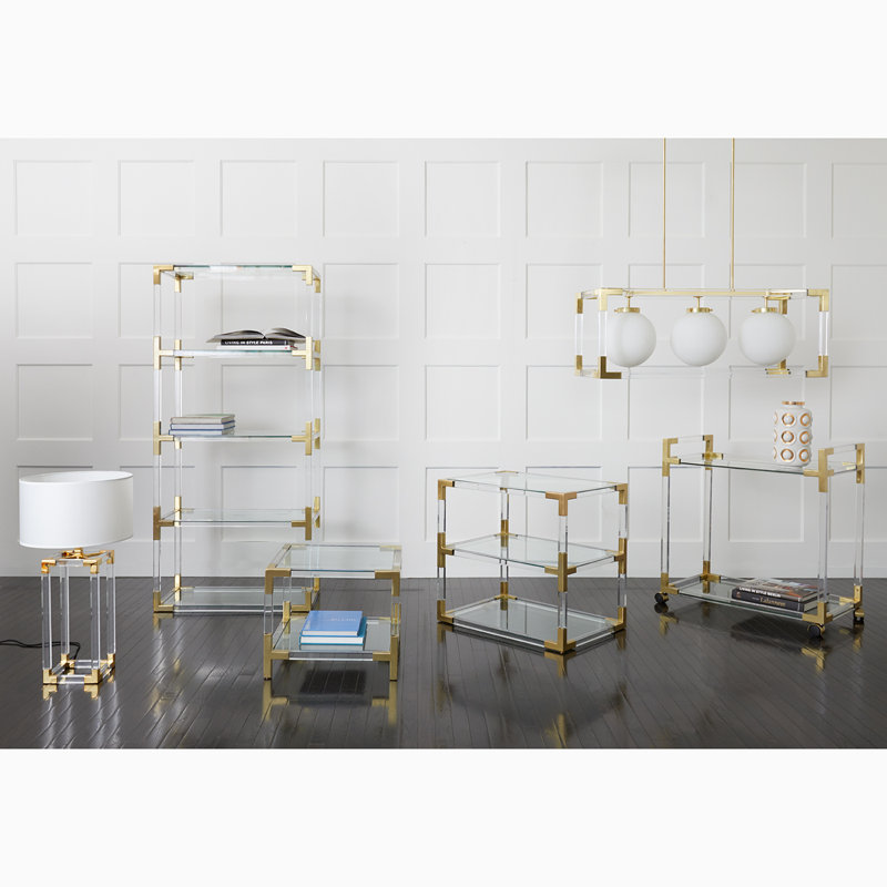 Jacques Column Table Lamp - Clear/Brass