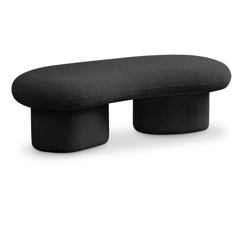 Luka Ipswich Schriver Upholstered Bench, Black Boucle Fabric