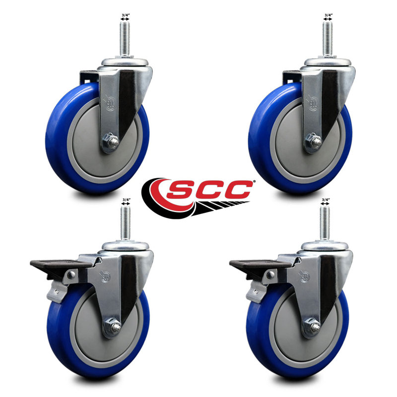 Poly Wheel Swivel 3/4 Inch Threaded Stem Caster Service Caster