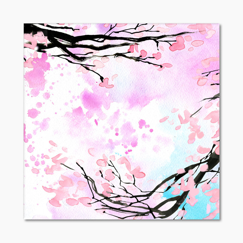 Branche de cerisier rose, H 16 po x l 16 po x P 1 po, Toile tendue