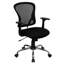 Chaise de bureau pivotante à dossier moyen en maillage avec accoudoirs et base en chrome-17744126
