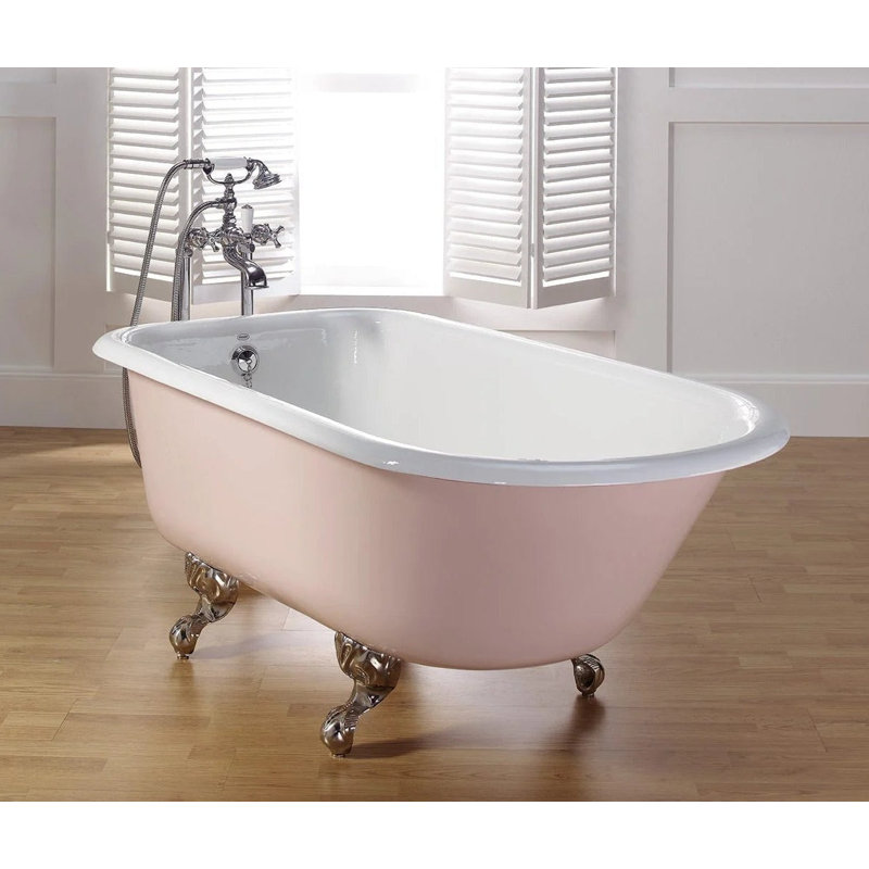 Jasira 68'' x 30'' Soaking Cast Iron Bathtub, White Interior with White Exterior, Polished Nickel