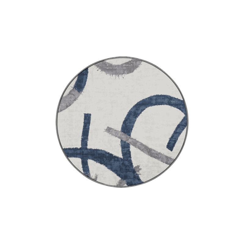 Tapis gris soyeux et moelleux, Rond 3 pi
