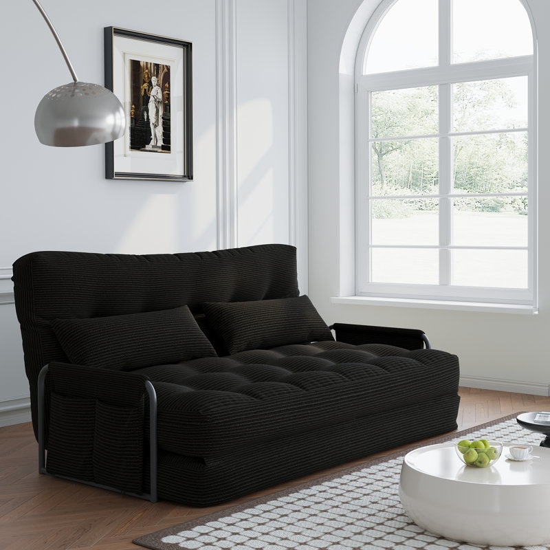 Canapé-lit convertible en velours côtelé 59,1 po avec dossier réglable, canapé-lit pliable pour la chambre à coucher, le dortoir et les petits espaces