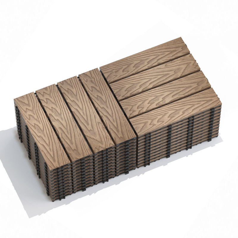 Carreaux de terrasse en bois-plastique pour patio WPC, Brun fumé