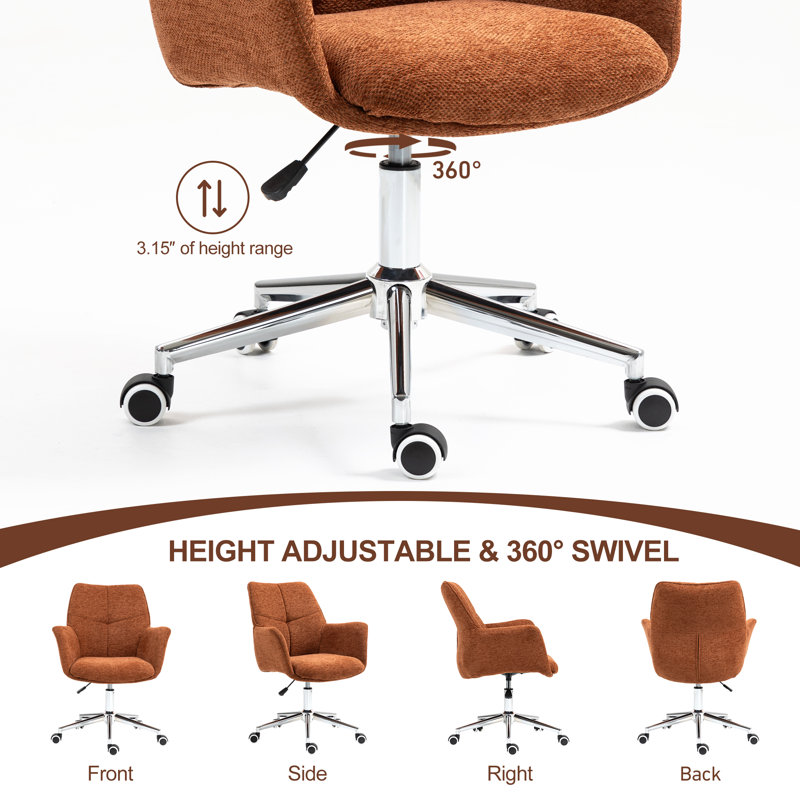 Chaise de bureau Soft Chenille Soft, Orange