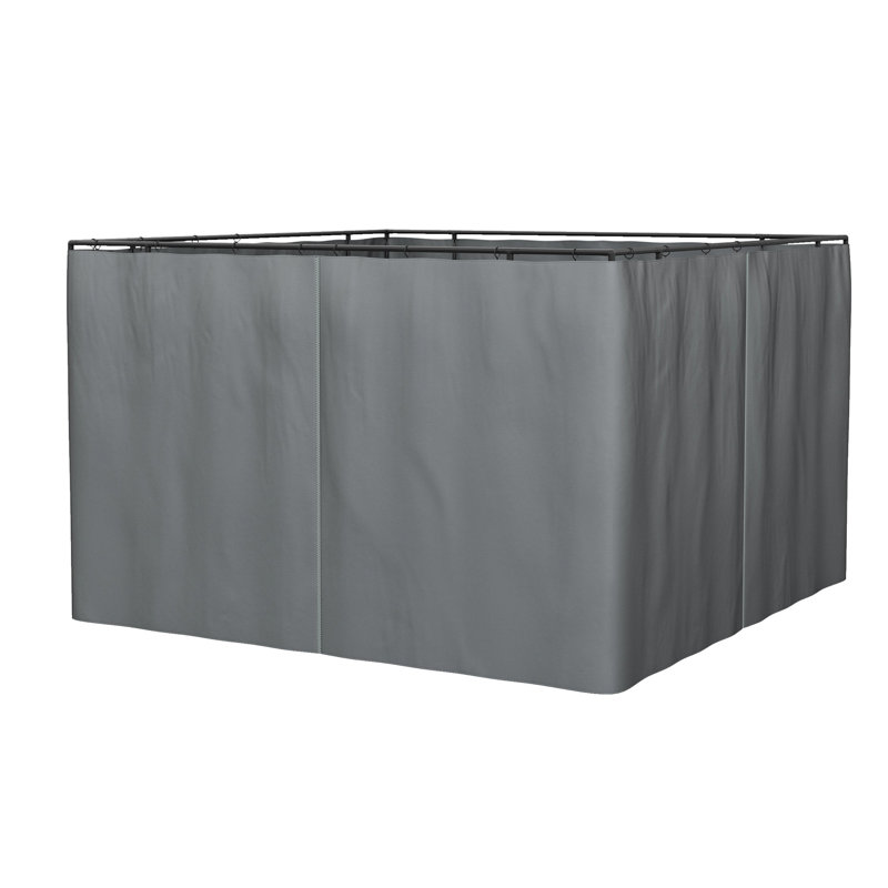 Rideaux d'intimité pour auvent extérieur - 10 pi x 12 pi, gris avec sangles de fixation et fermeture à glissière intérieure