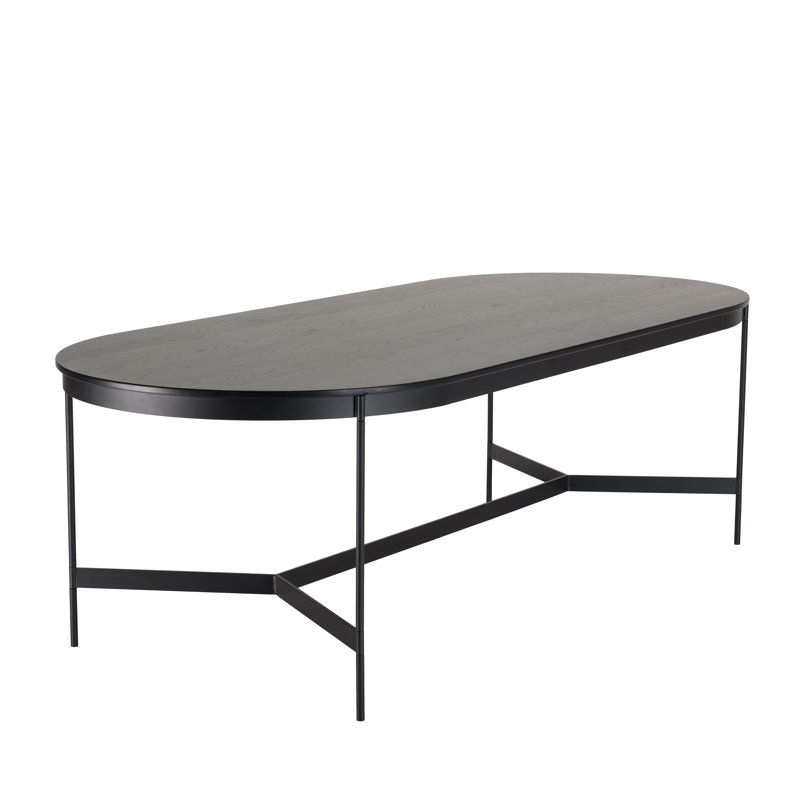 Ilmie Oak Oval Metal Base Dining Table
