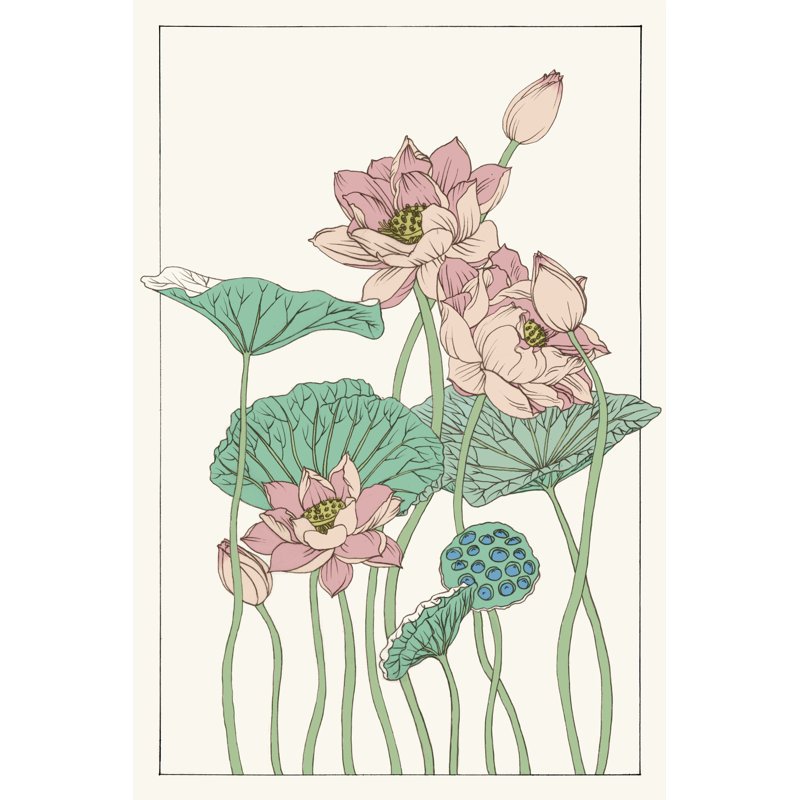 Botanical Gloriosa Lotus I 1 Piece Wrapped Canvas Painting, 30cm H x 20cm W