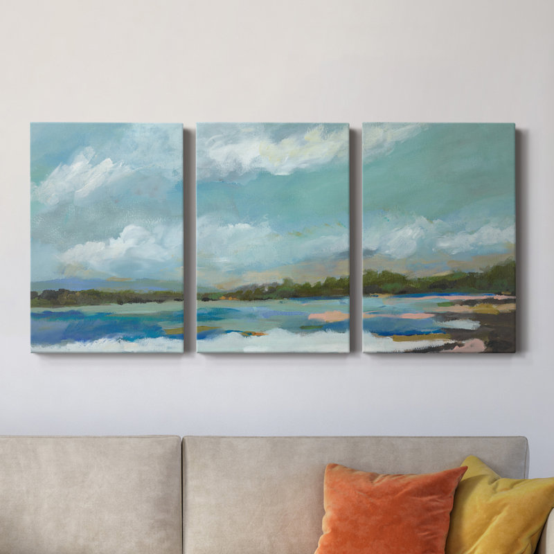 Vue sur la mer IV - Toile tendue avec châssis de qualité supérieure - Prêt à être accroché, H 27 po x l 54 po x P 1 po