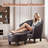 Pu Upholstery Leather Barrel Chair With Ottoman