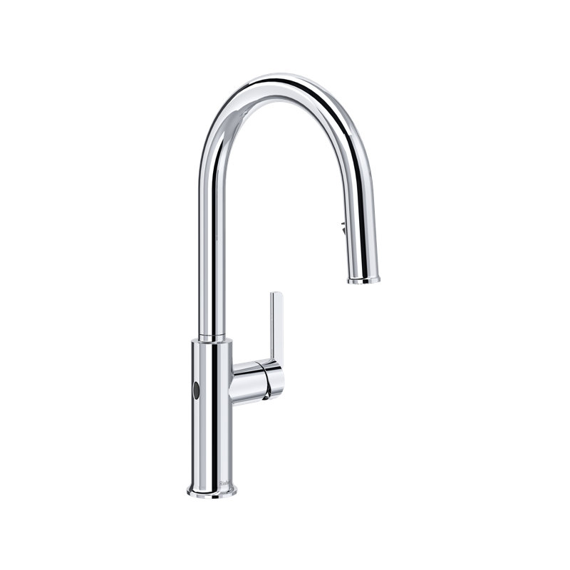 Robinet de cuisine rétractable sans contact avec bec en C Authentica, Chrome