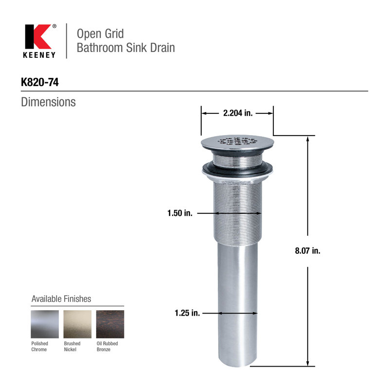 Universal Grid Bathroom Sink Drain, Oil Rubbed Bronze