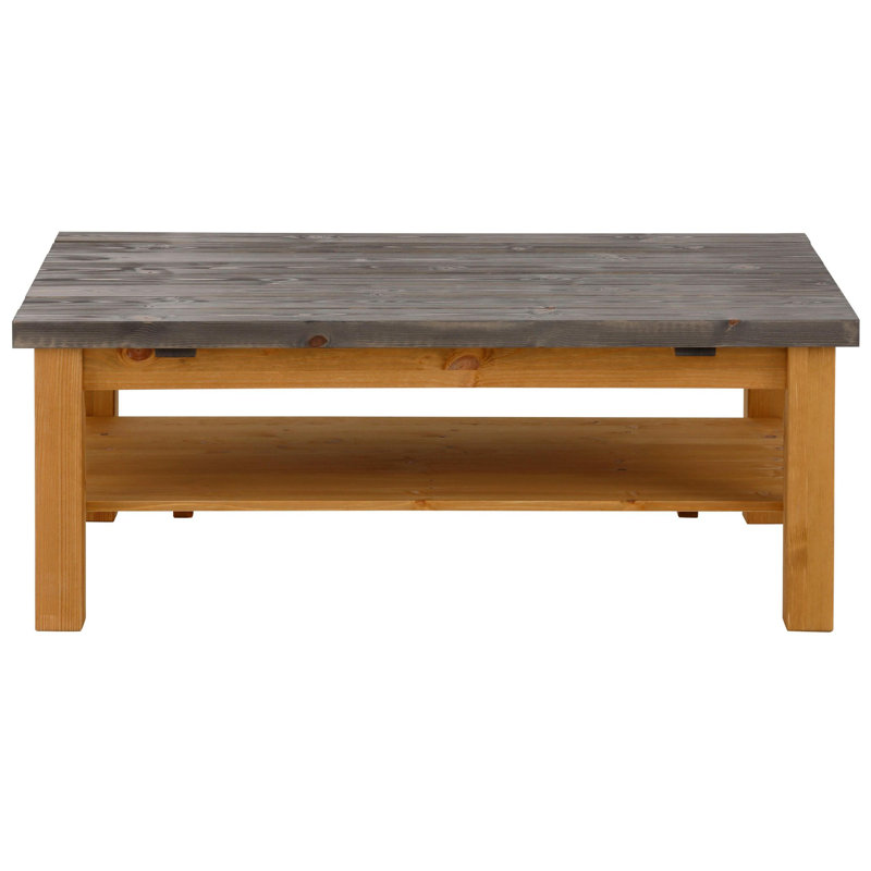 Solid Wood Four Leg Coffee Table, Grey, 45cm H x 74cm W x 74.4cm D, Natural
