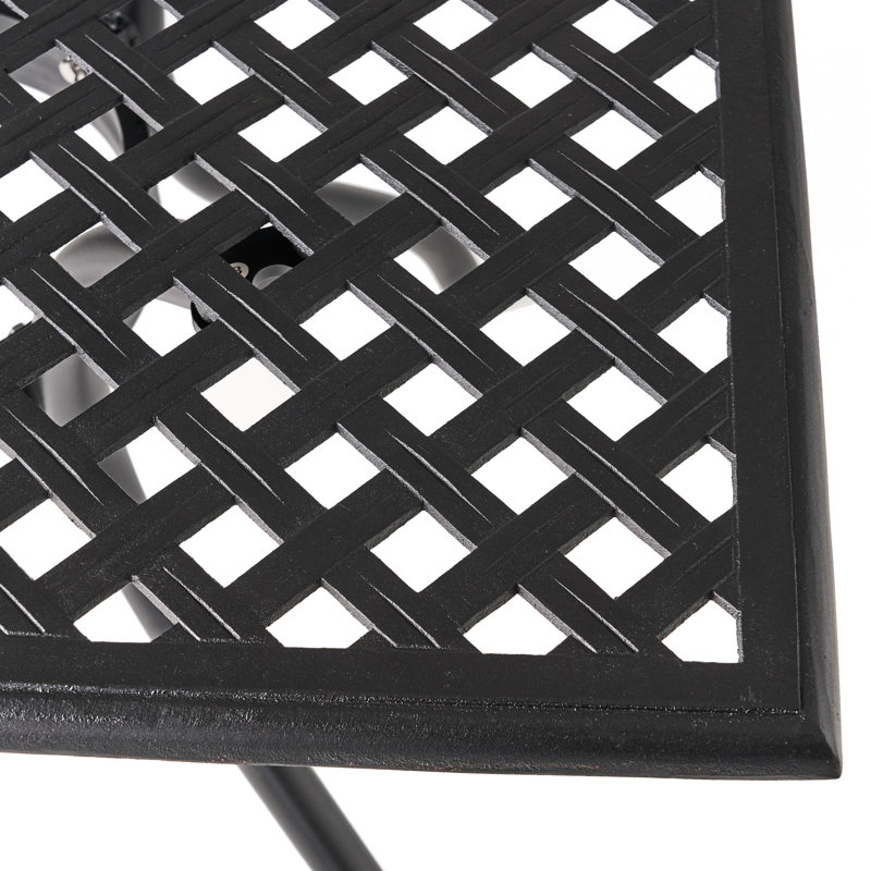 Table de patio carrée 39,28 po, aluminium, couleur sable noir Enchantment aluminium, pour les repas en plein air