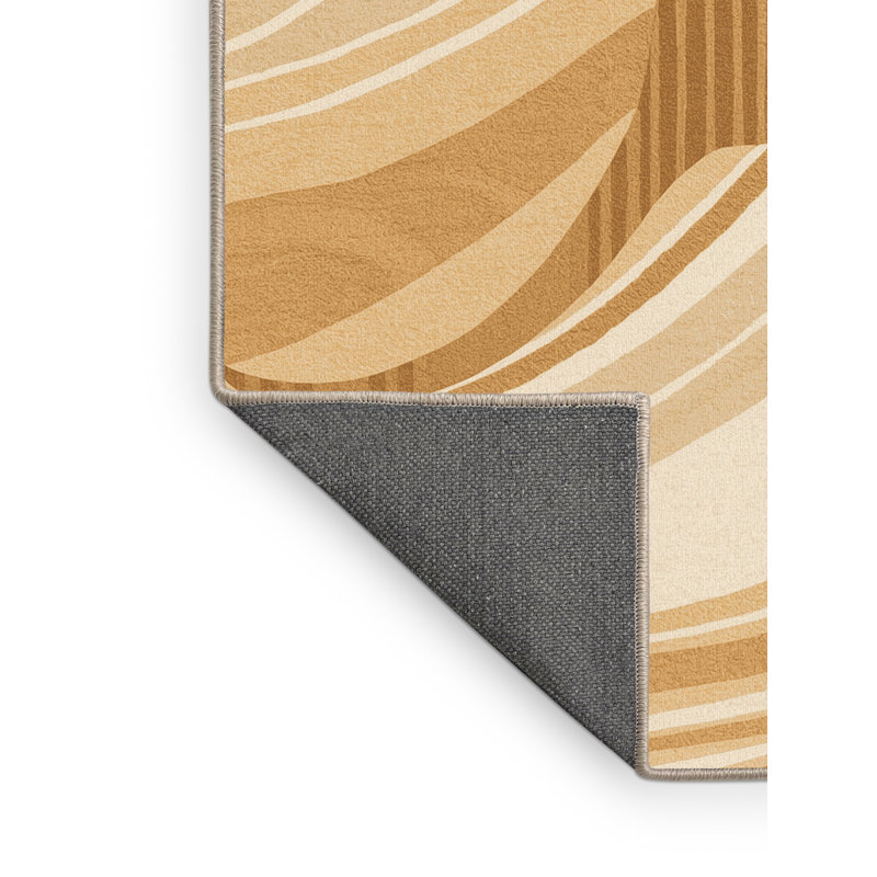 Tapis à rayures douces et moelleuses en moelleux brun et beige Freshford, 7 x 10