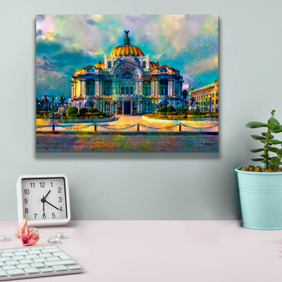 'Mexico City Palacio De Las Bellas Artes Frontal'  by Pedro Gavidia Canvas Wall Art, 16" x 12"