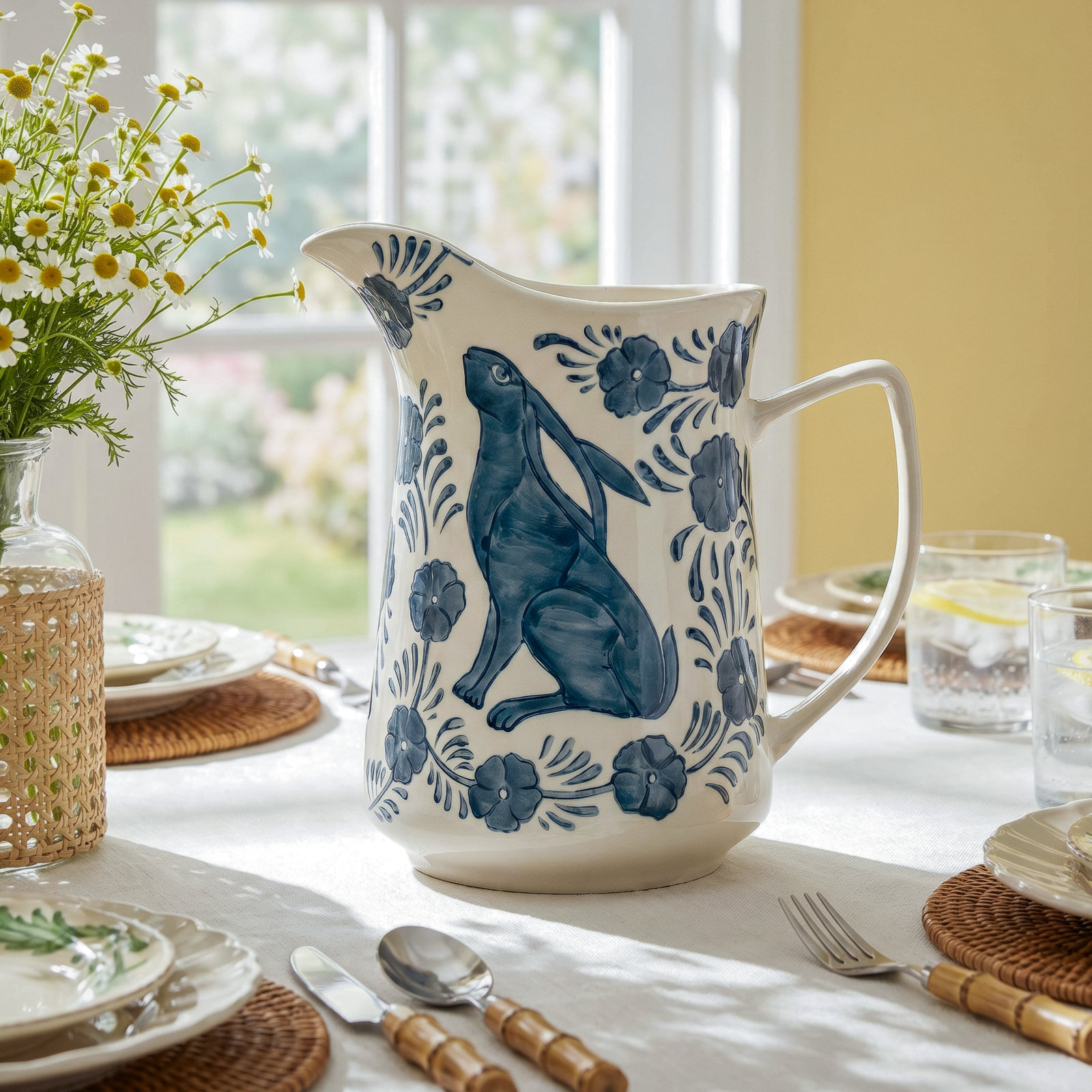 Antionio 109oz. Stoneware Pitcher, Blue