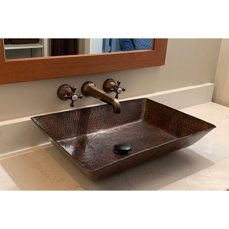 20" Rectangular Vessel Hand Hammered Copper Sink