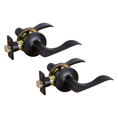 Stratford 6-Way Universal Passage Hall and Closet Door Lever, Matte Black, ANSI Grade 3, 2-Pack
