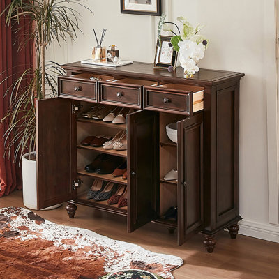 Banc de rangement en bois manufacturé brun