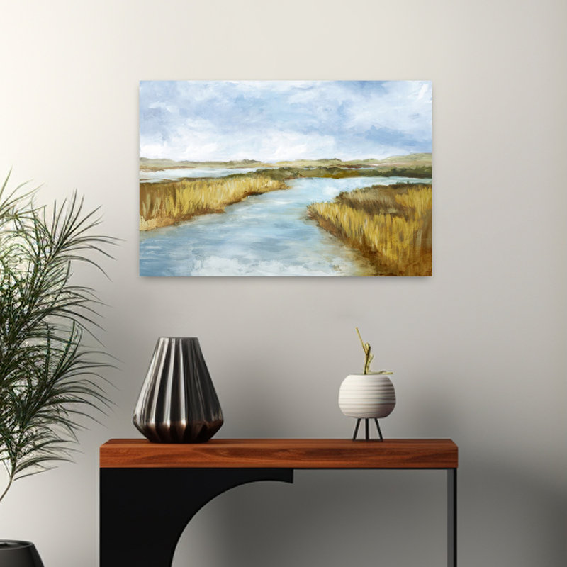 Distance, marais paisible, serein, paysage abstrait, art naturel, H 16 po x l 24 po