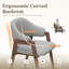 Fauteuil de salle à manger moderne et minimaliste rembourré en lin avec pieds en bois massif-1592195135