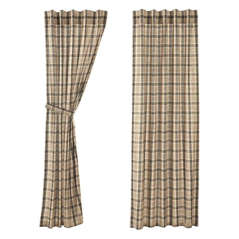 Cider Mill Plaid Cotton Light-Filtering Curtain Panels, 84x40, Set of 2