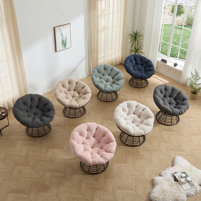 Fauteuil ergonomique confortable en osier Papasan, fauteuil pivotant à 360 ° pour l'intérieur et l'extérieur avec coussin épais et doux, idéal pour le salon, la chambre à coucher, la structure de la salle de lecture avec coussin