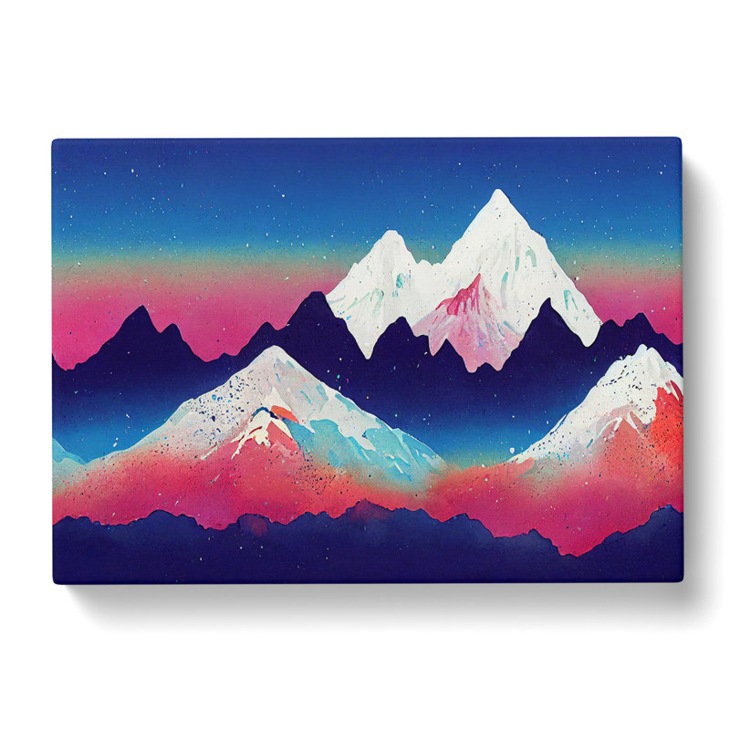 Stellar Painted Mountains Abstract - Wrapped Canvas