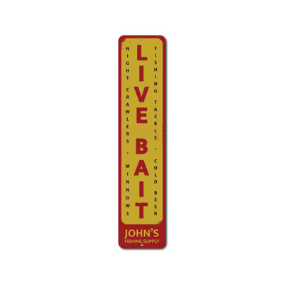 Enseigne verticale en aluminium Live Bait