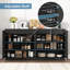 Meuble télé noir à 4 portes cannelées avec prise de courant, centre de divertissement Wave Design et buffet de rangement-36155774