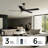 60" Modern Matte Black Ceiling Fan With Lights And Remote, 6-Speed Reversible DC Motor, High Airflow, Dimmable LED And 1/4/8H Timer