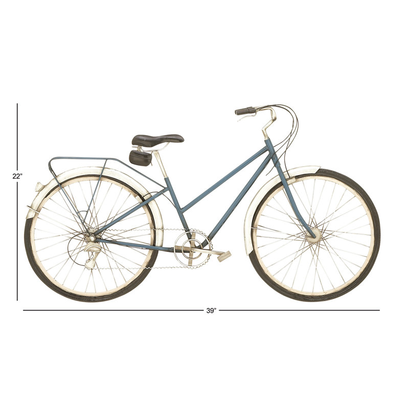 Metal Bike Black Wall Decor with Seat and Handles