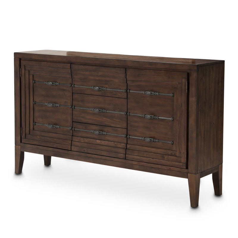 Carrollton Wood Sideboard with Drawers & Cabinets - Rustic Ranch 