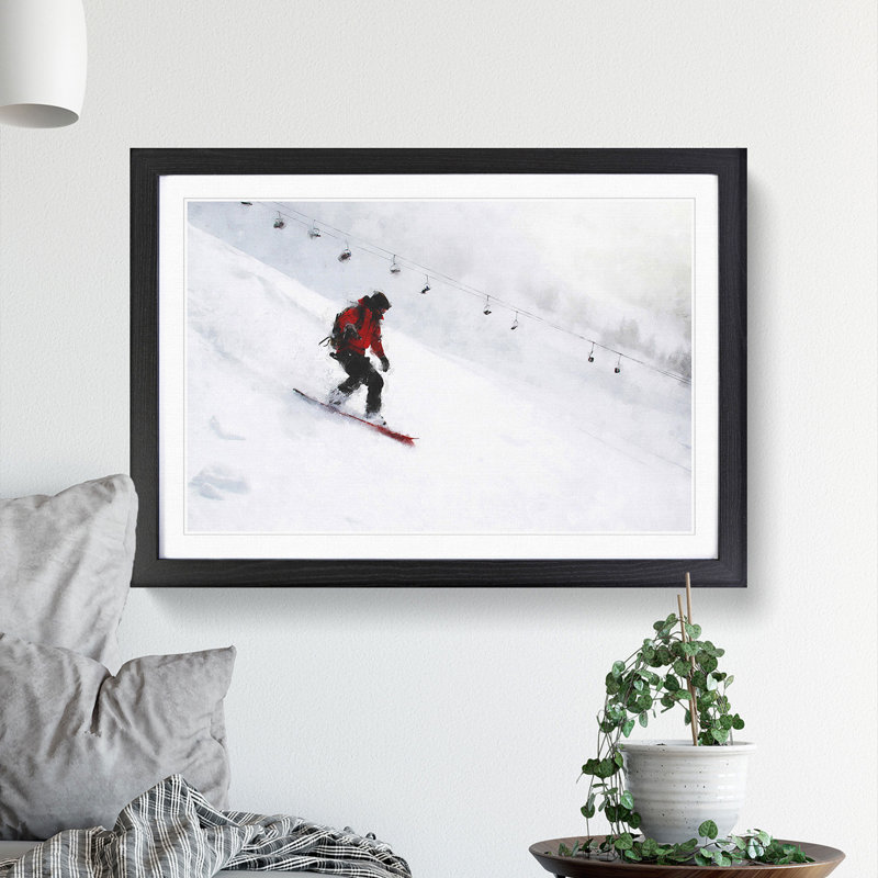 Snowboarding - Picture Frame Graphic Art, 27cm H x 36cm W x 2cm D, Black Framed