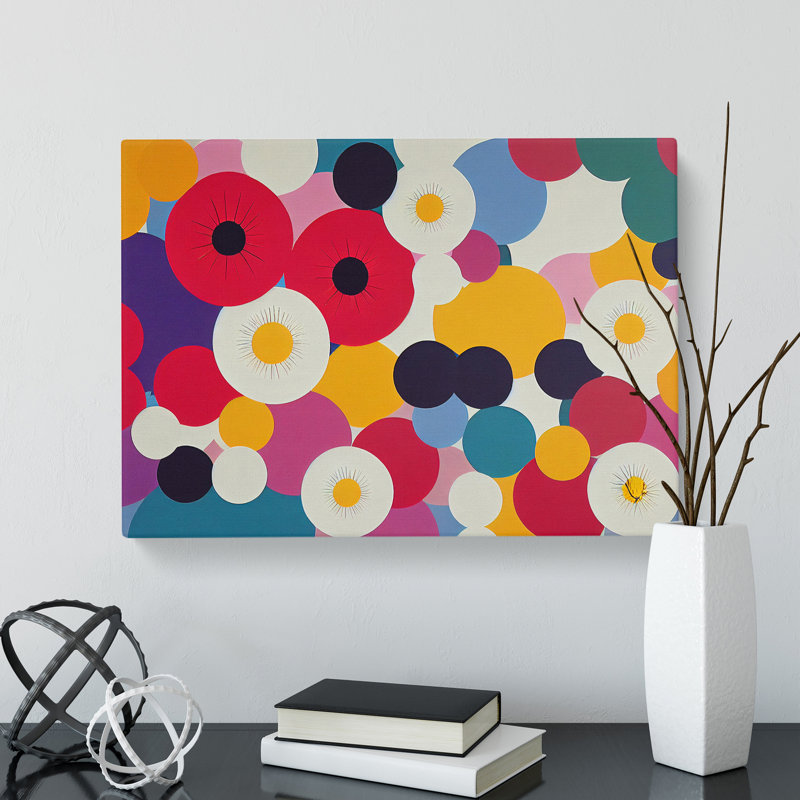 Majestic Abstract Flowers - Wrapped Canvas Print, 35cm H x 50cm W x 3cm D