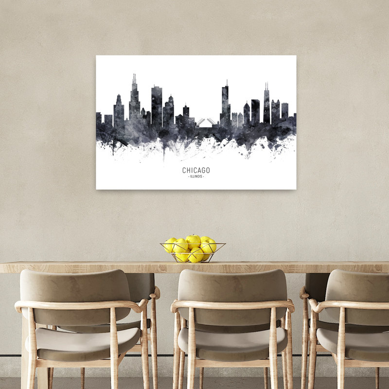 Chicago, Chicago, horizon, architecture contemporaine, art mural, H 24 po x l 36 po