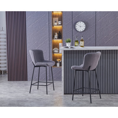 Haajrah 25.59'' Fabric Bar Stools with Steel Legs