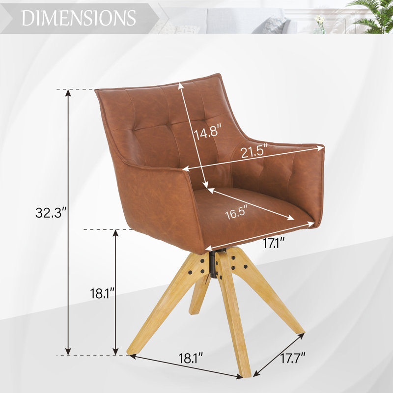 Isoken Tufted Upholstered Swivel Dining Chairs, Brown