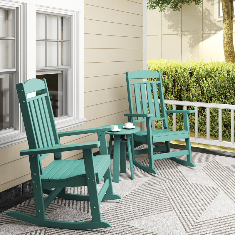 Chaise berçante pour l'extérieur en PEHD Oxing, Bleu lac