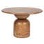Table de salle à manger ronde en bois de manguier avec base empilée en grain-1882339934