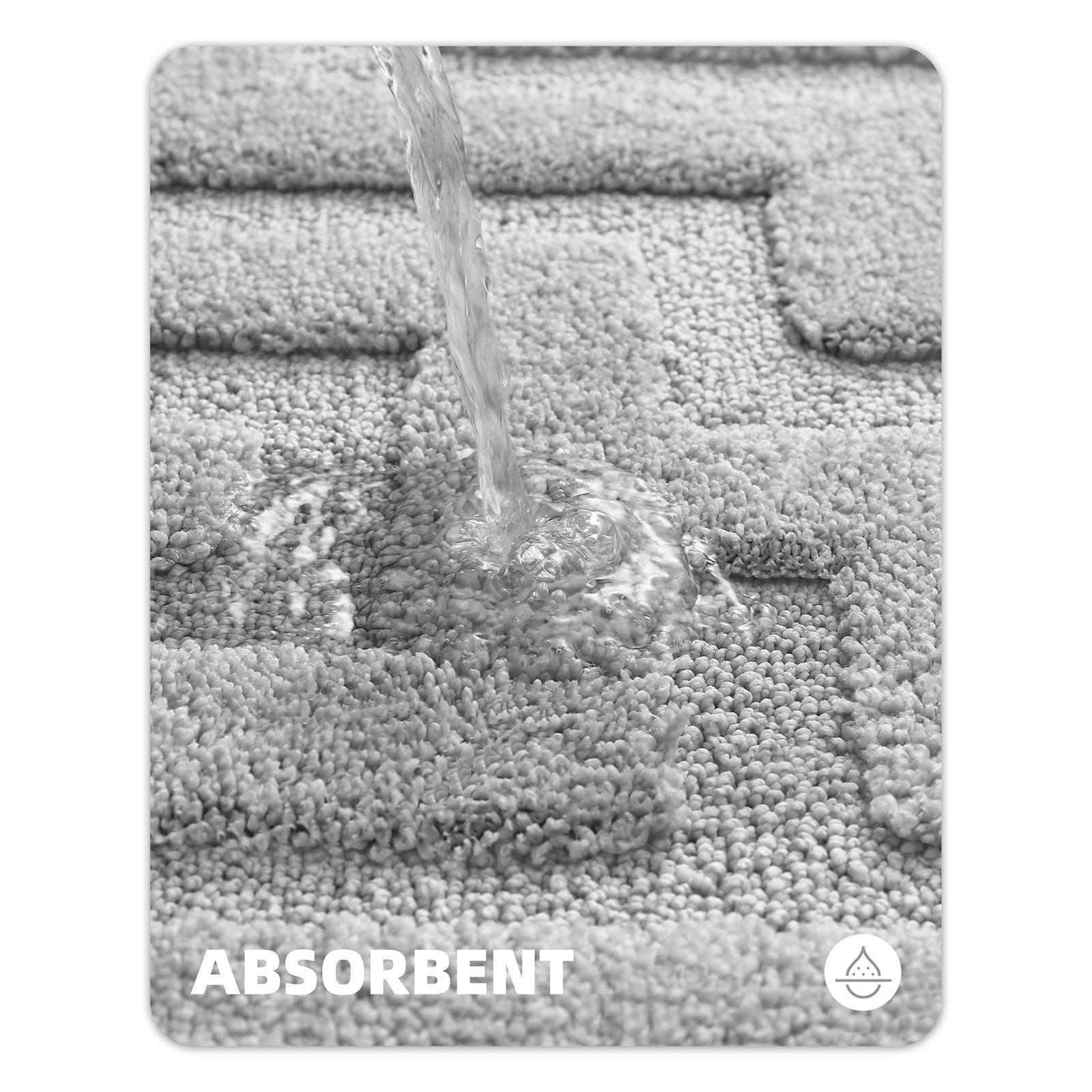 Non-Slip Bath Rug, 16" L x 24" W, Gray