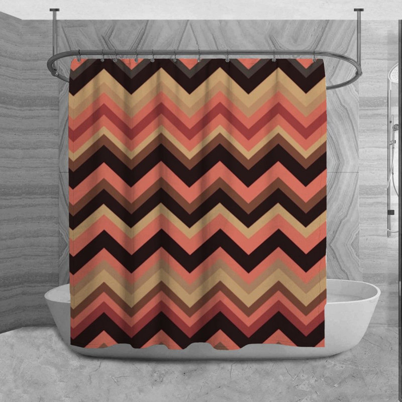Chevron Shower Curtain Modern Bathroom Decor Brown, L 70 po x H 73 po
