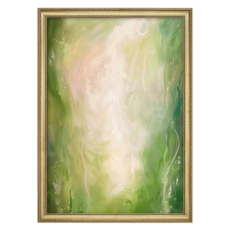 "Abstrait vert, impression, impressionnisme, décoration murale encadrée or", Non