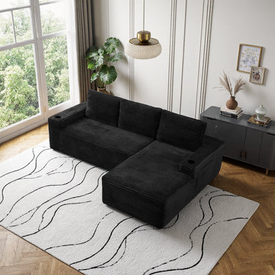 Canapé modulaire de 104 po avec siège profond et porte-gobelets intégrés 104 po