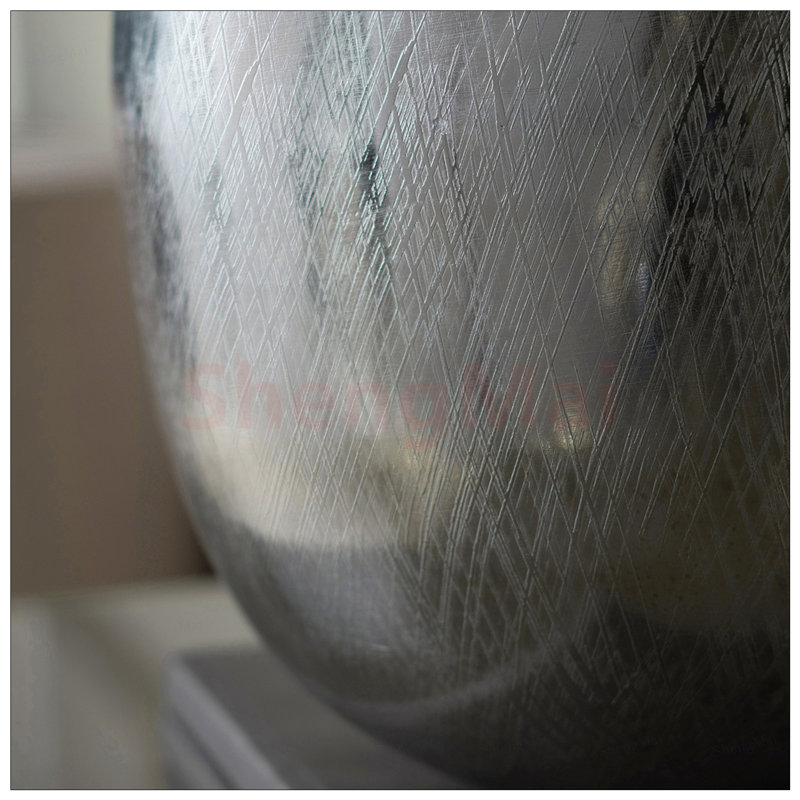 Sleek 10.5x10.5x13 Inch Aluminum Vase with Silver Streaks,  for Modern Decor and Easy Maintenance, overall height- 13"